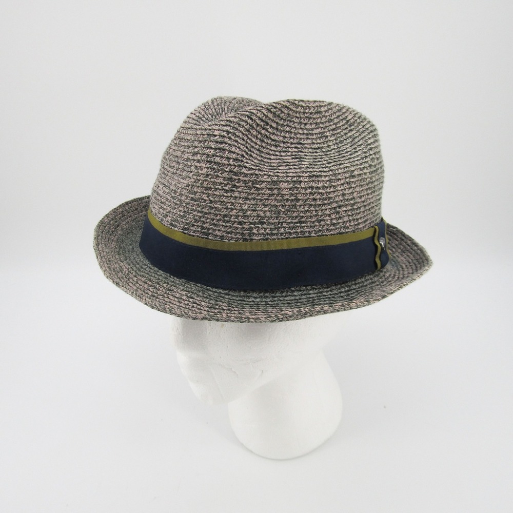 Ted Baker London Mens Fedora Hat Gray Woven Ribbon Accent Stylish 57 cm